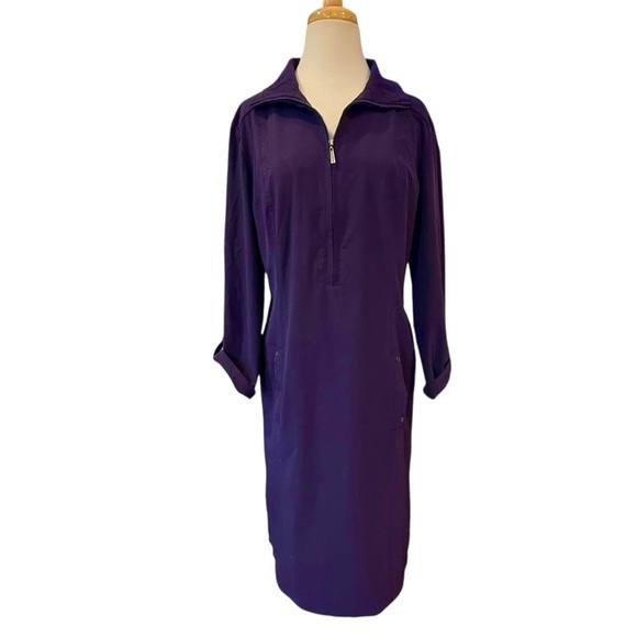 Peck & Peck Dresses & Skirts - Peck & Peck Weekend Stretch Half Zip Athleisure Midi Dress Purple Size Medium